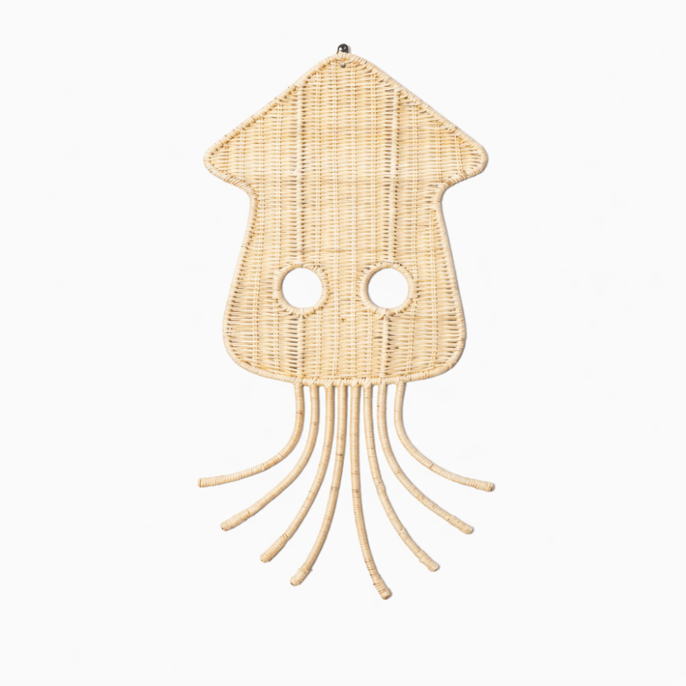 Rotan wanddecoratie Inktvis